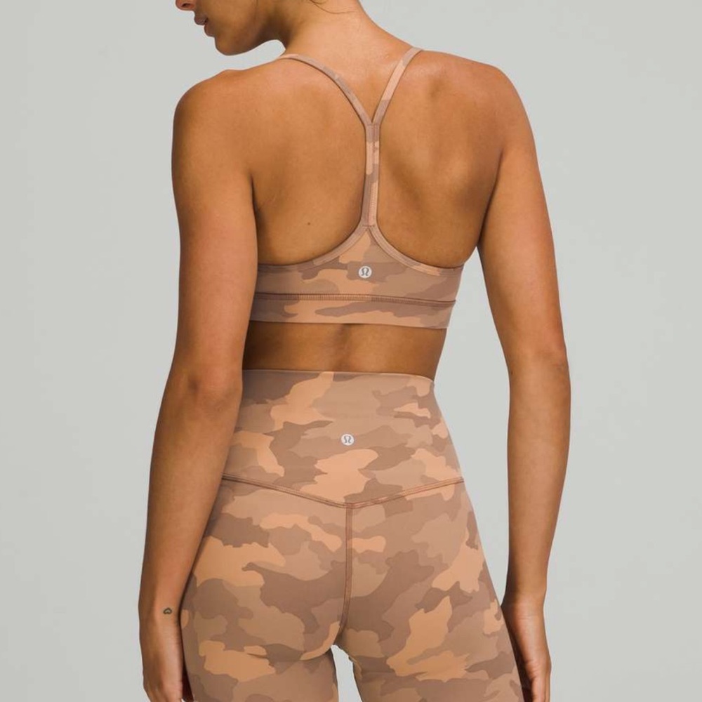 Lululemon Flow Y Bra sz 12 Heritage 365 Camo Beige